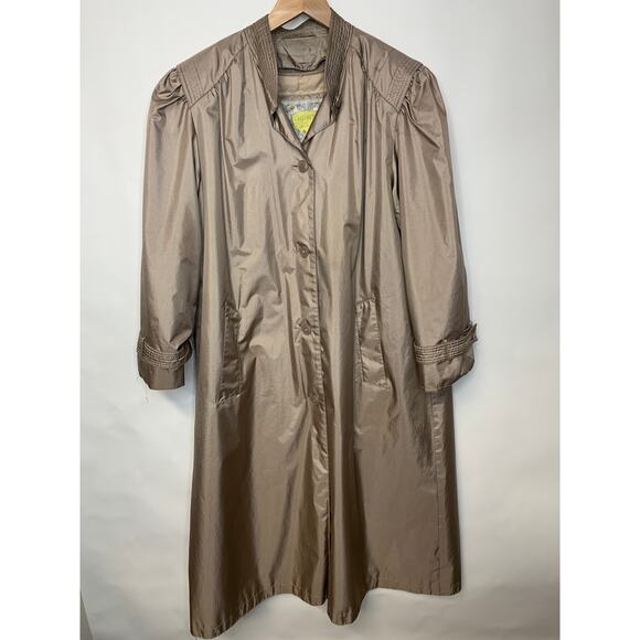 Vintage 80s Taupe Trench Coat ? Rain Jacket Sz 16 Large XL - Picture 1 of 7